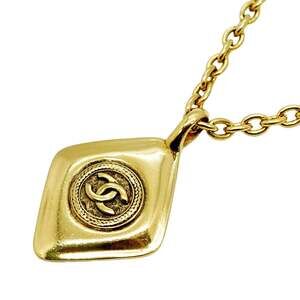 Chanel Coco Mark Diamond Necklace, GP Plated, Gold, Women's